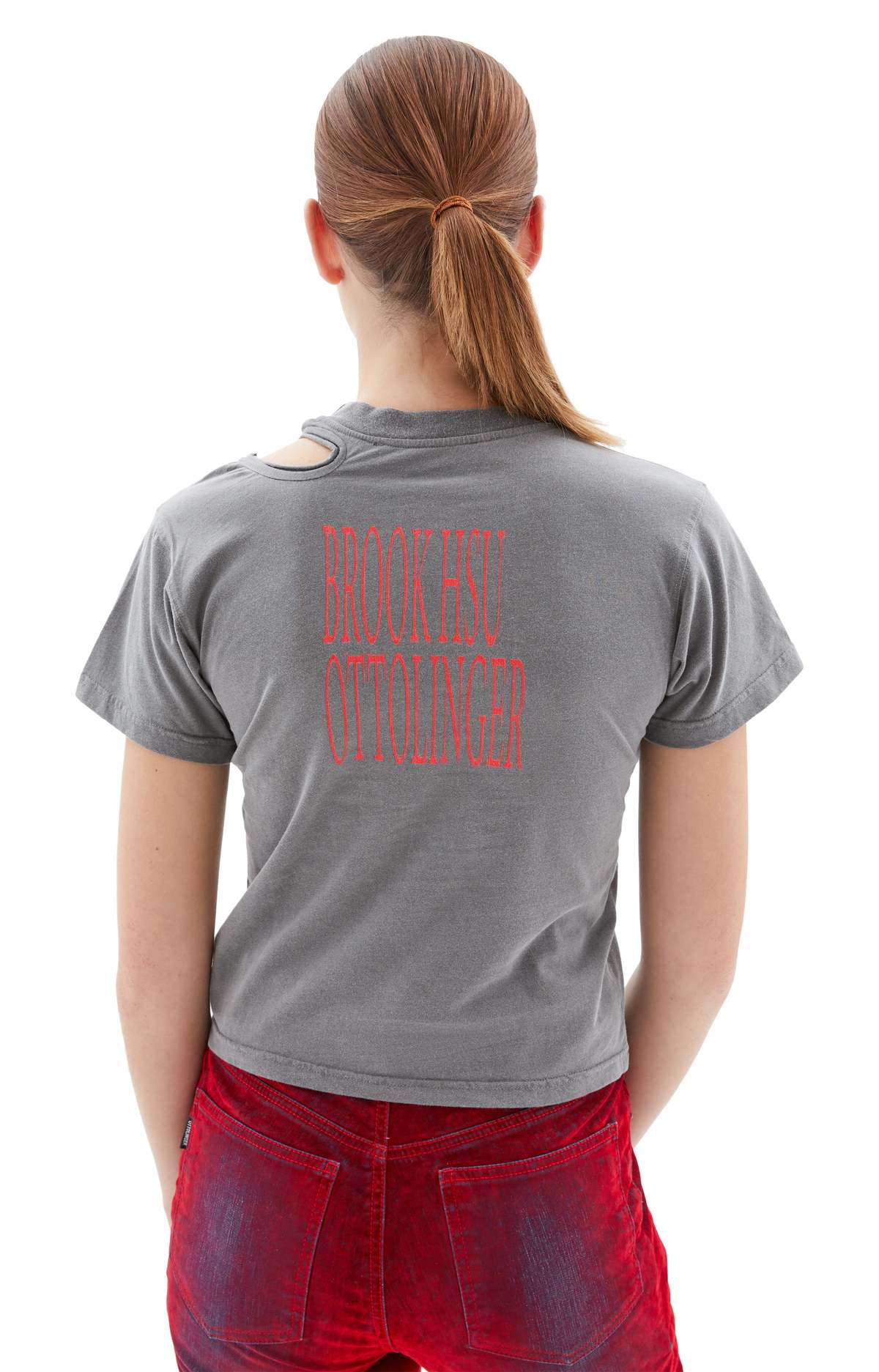 Ottolinger Cutout Printed T-Shirt - Dark Grey | Garmentory