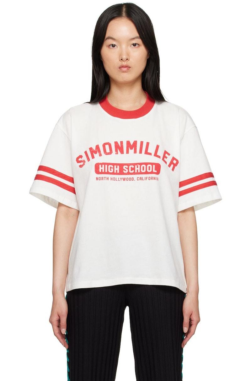 SIMON MILLER - SIMON MILLER  Tシャツ Simon Miller SM High T Shirt - White/Red | Garmentory