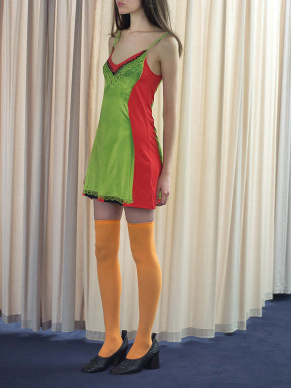Y/project x Jean Paul Gaultier Trompe LOeil Mini Dress - Red/Green |  Garmentory