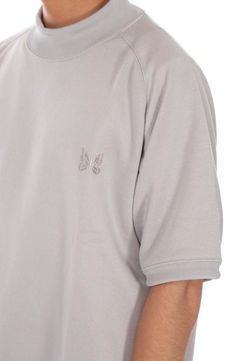 トップス NEEDLES S/S MOCK NECK TEE GRAY Needles Short Sleeve Mock Neck Tee - Grey | Garmentory