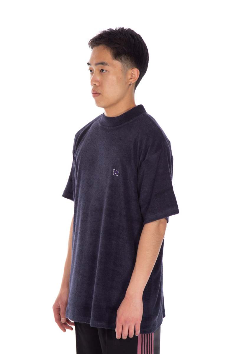 Needles Short Sleeve Mock Neck Tee - Navy | Garmentory