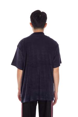 Needles Short Sleeve Mock Neck Tee - Navy | Garmentory
