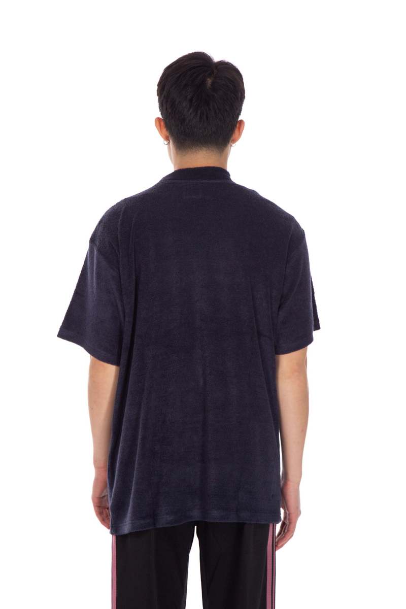 NEEDLES|SHORT-SLEEVED PIQUE/COLLAR (S/S Mock Neck Tee P Needles Short Sleeve Mock Neck Tee - Navy | Garmentory