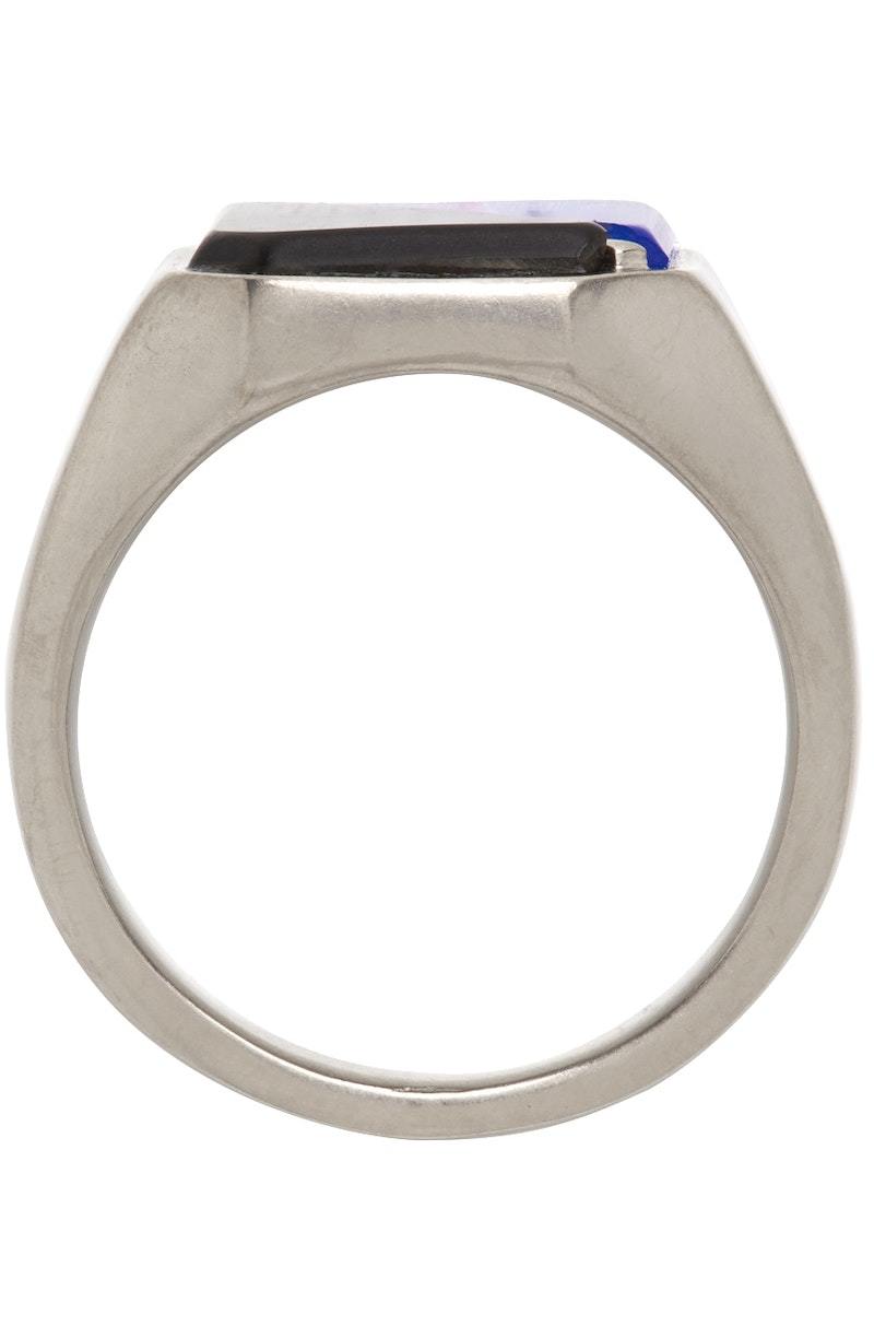 Maison Margiela Silver & Blue Signet Ring | Garmentory