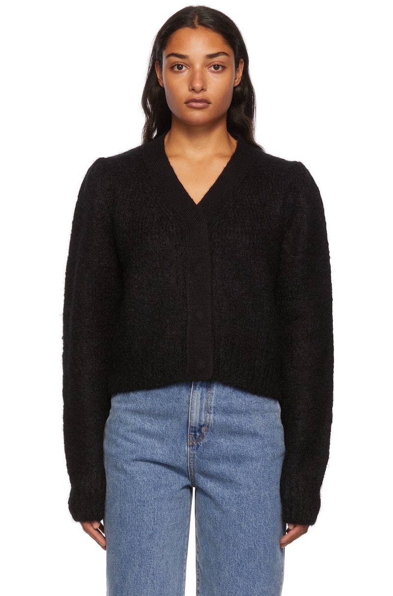 AMOMENTOアモーメント GRANDMA CARDIGAN カーディガン AMOMENTO-Black-Rib-Cardigan-