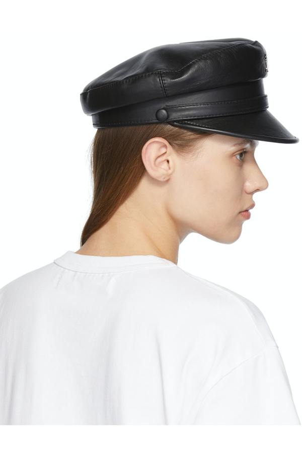 MISBHV Black Leather Monogram Gavroche Cap | Garmentory