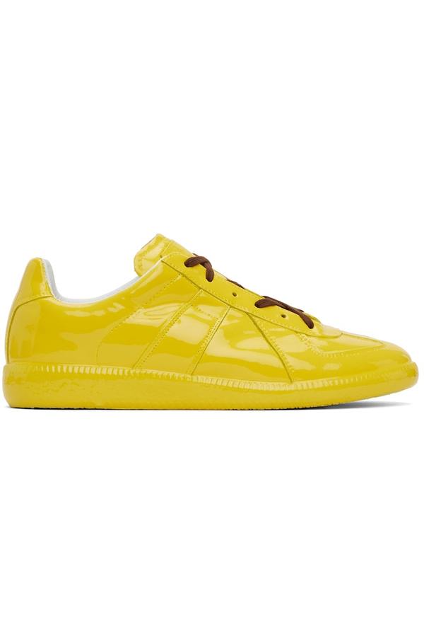 Maison Margiela Yellow Coated Leather Replica Sneakers | Garmentory