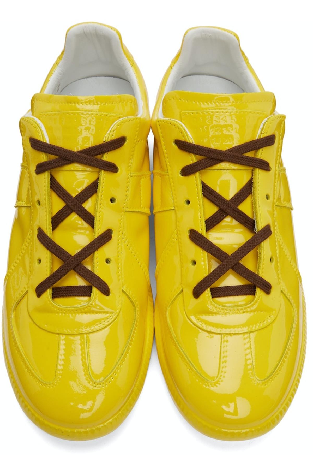 Maison Margiela Yellow Coated Leather Replica Sneakers | Garmentory