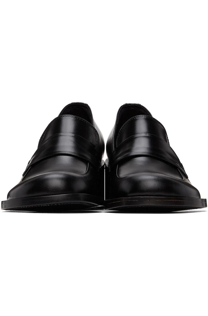 AMOMENTO Black Round Penny Loafers | Garmentory