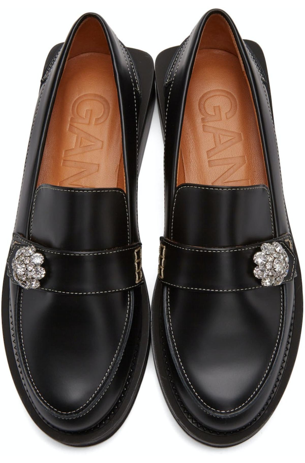GANNI Black Jewel Loafers Garmentory