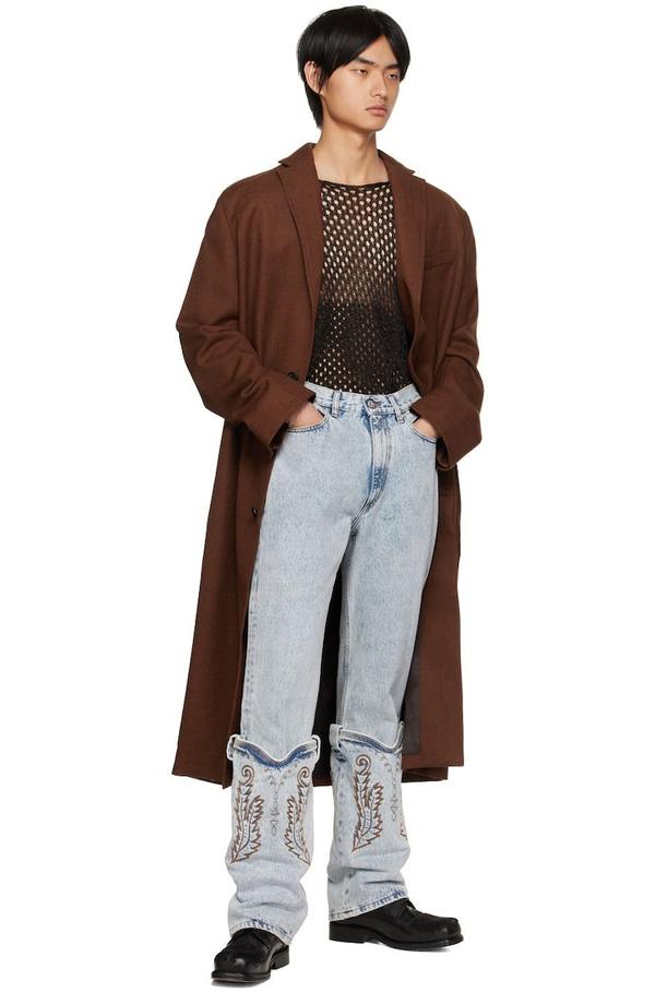 Y/Project SSENSE Exclusive Blue Cowboy Cuff Wide Jeans | Garmentory
