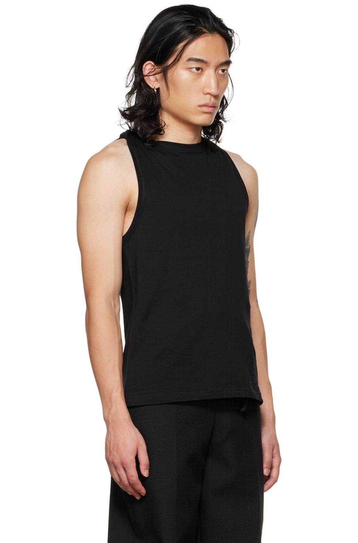 Y/Project Black Twisted Shoulder Tank Top | Garmentory