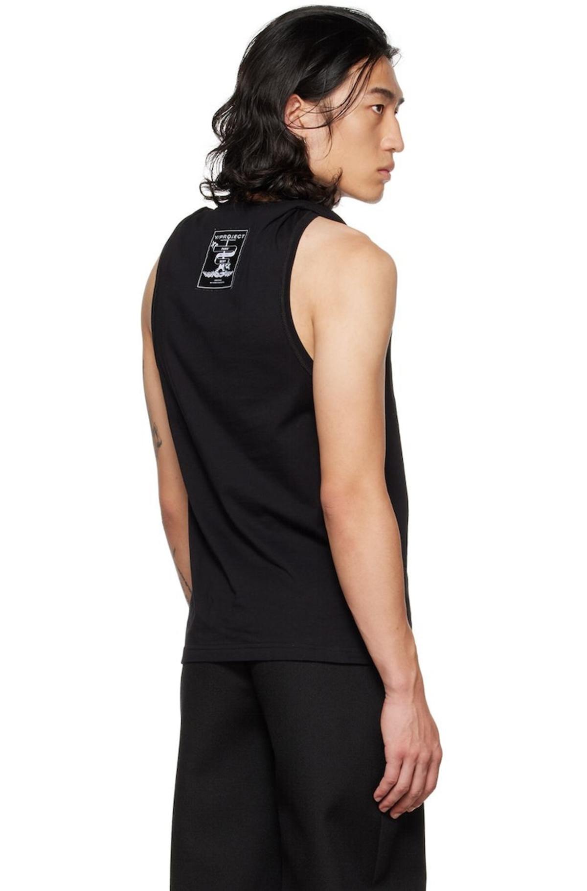 Y/Project Black Twisted Shoulder Tank Top | Garmentory