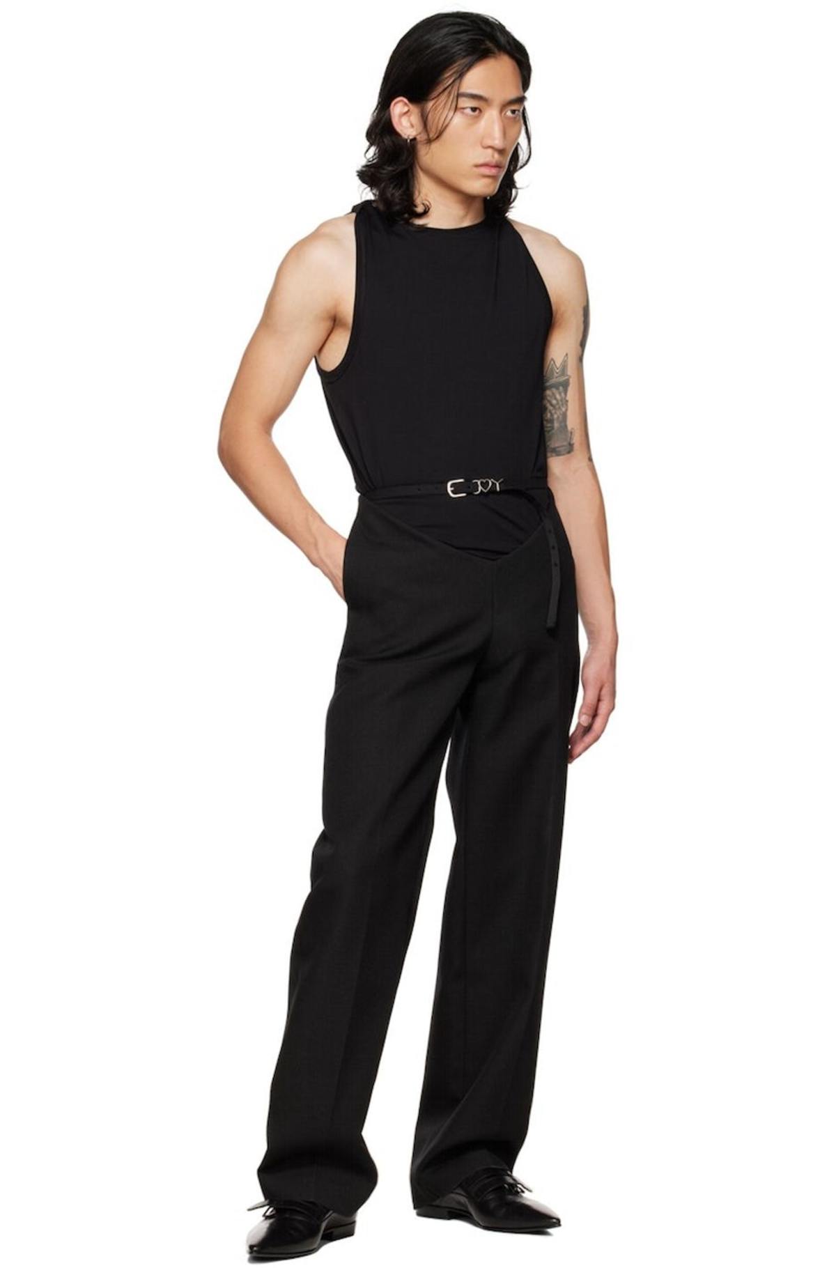 Y/Project Black Twisted Shoulder Tank Top | Garmentory