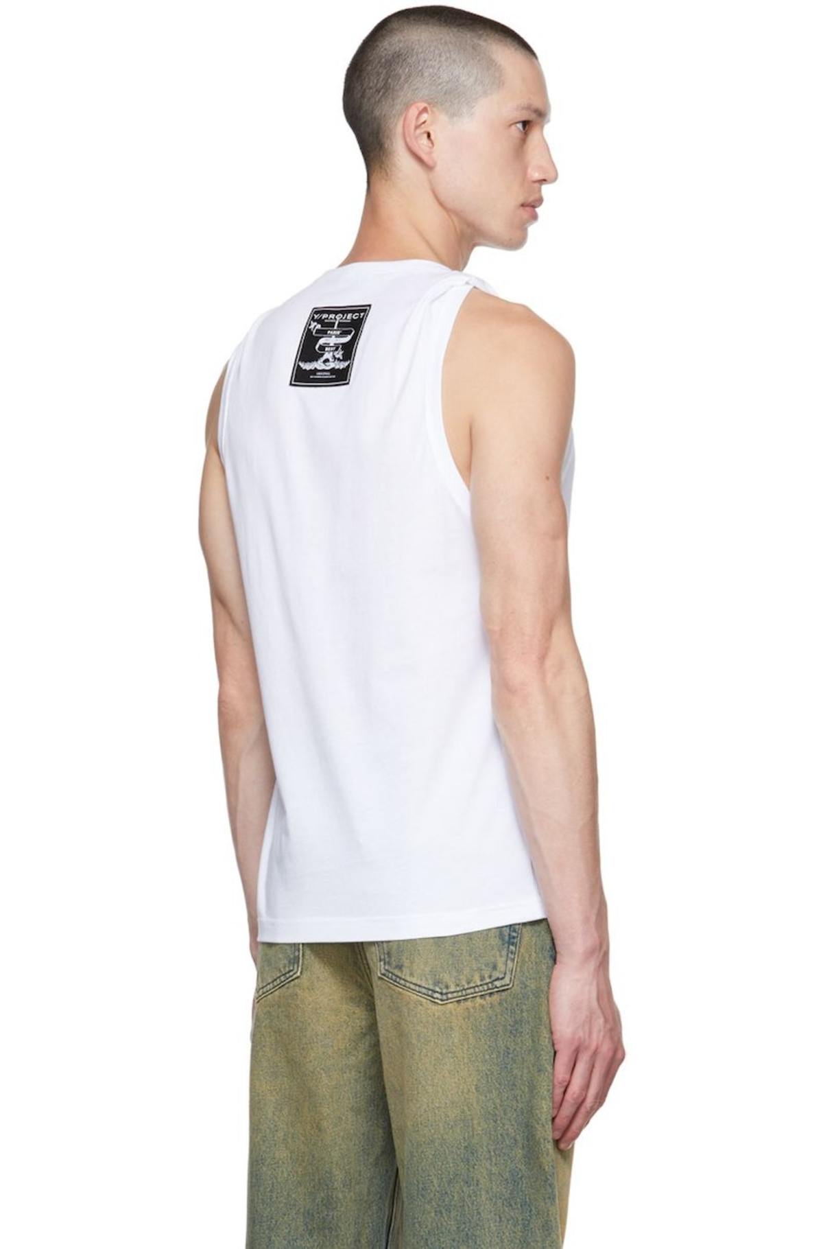 Y/PROJECT ホワイト タンクトップ Y/Project White Twisted Shoulder Tank Top | Garmentory