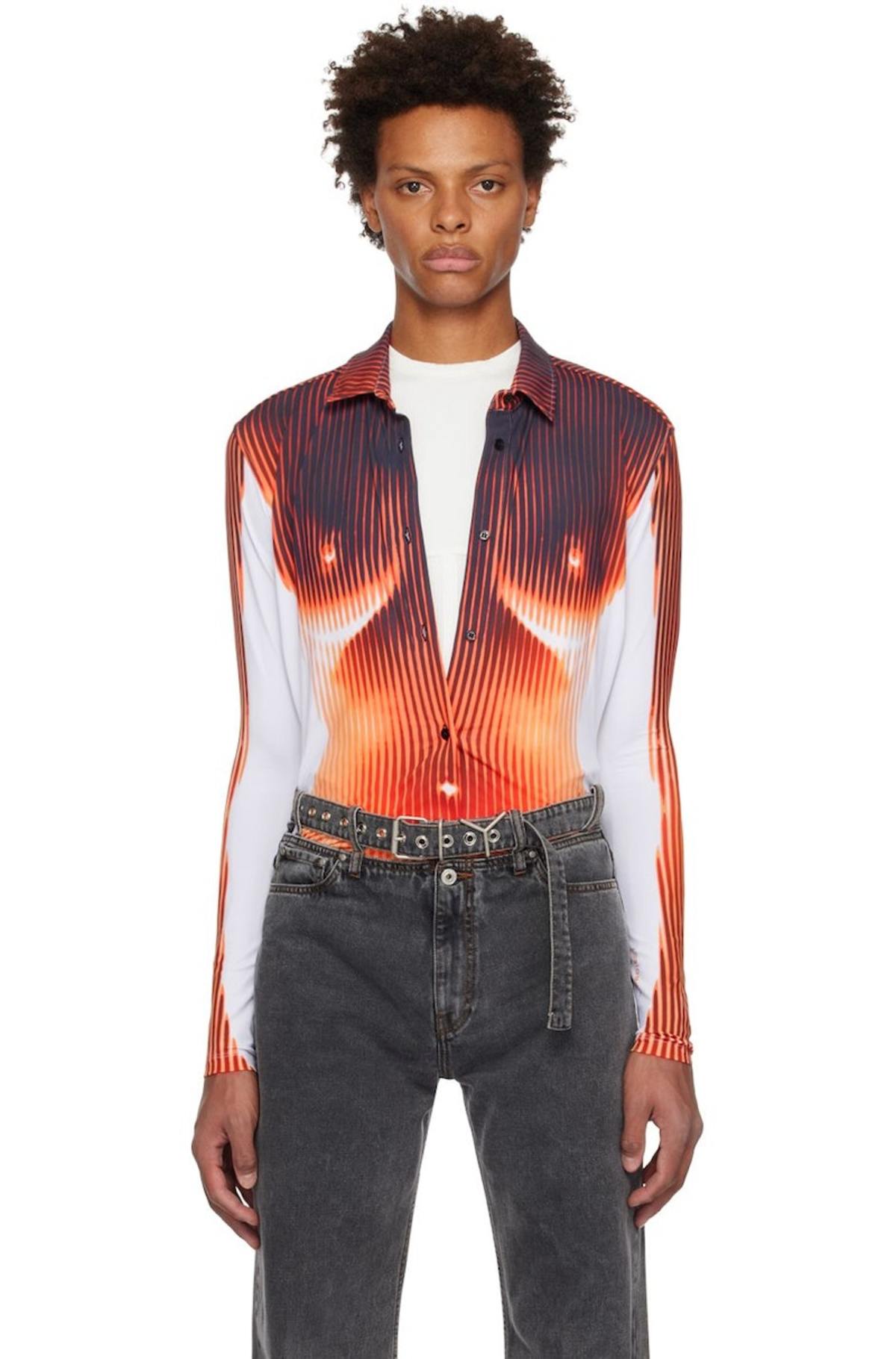 Y/Project White & Orange Jean Paul Gaultier Edition Shirt - Black