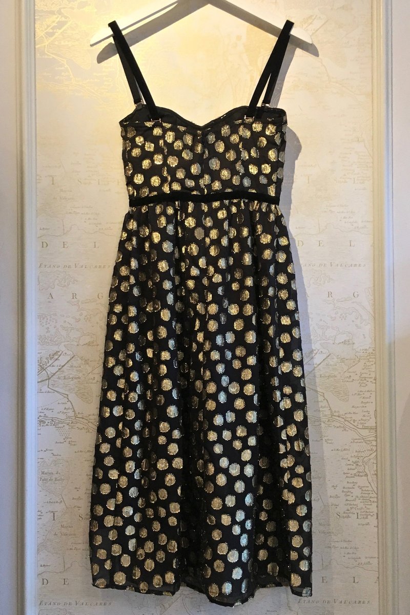 For Love & Lemons Lottie Gold Polkadot Dress | Garmentory