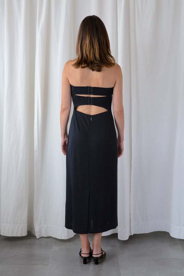 Tibi Strapless Jersey Dress - Navy | Garmentory Tibi Strapless Jersey Dress - Navy | Garmentory