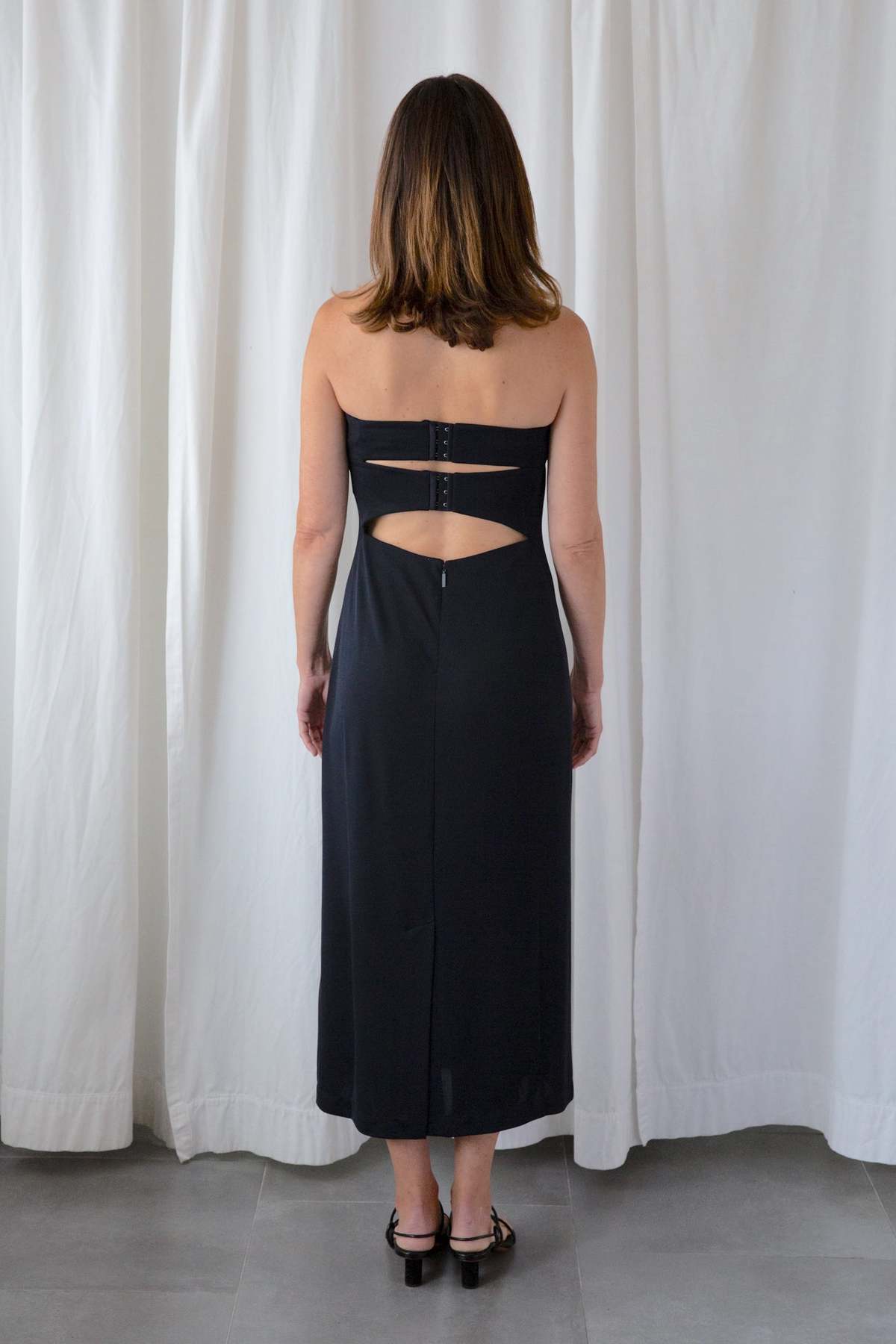 knee length little black dress Coa High-Neck Open-Back Mini Dress in Black main image 0