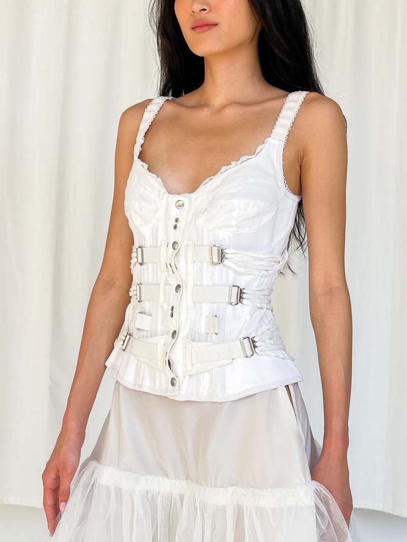 Dolce & Gabbana Lace-Up Corset - White | Garmentory