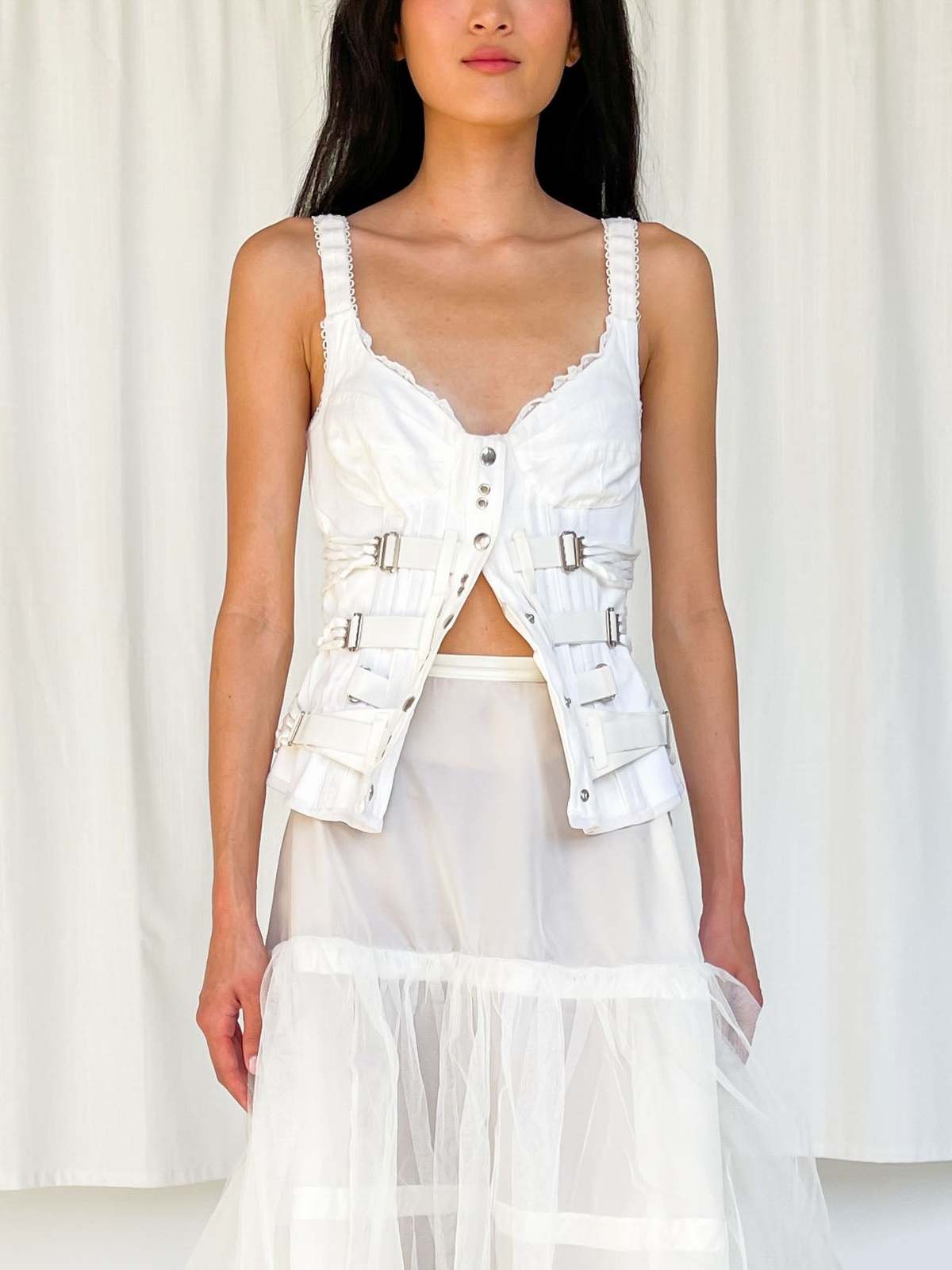 Dolce & Gabbana White Nylon Strapless Corset Top Underwear main image 1