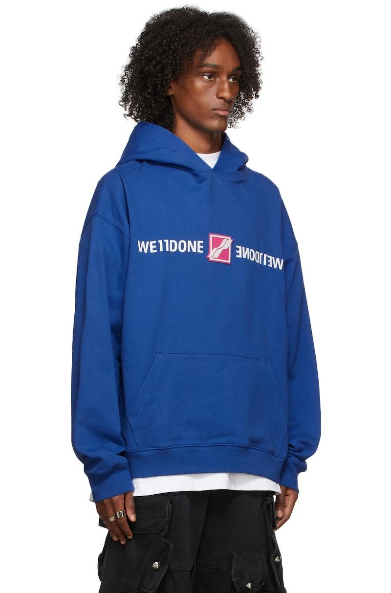 we11done Patched Mirror Logo Hoodie - Blue | Garmentory 