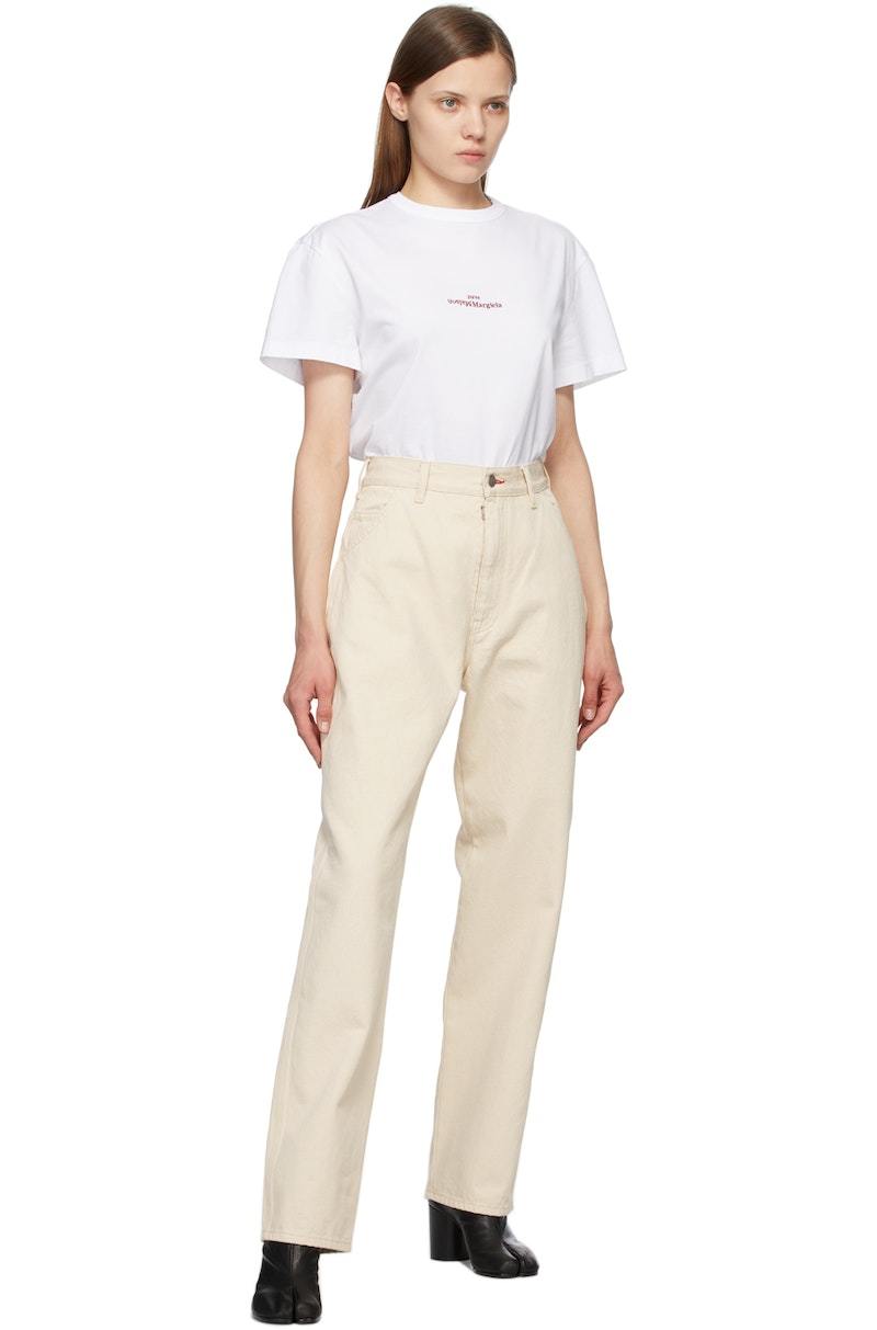 マーヴェラス Maison Margiela Off-White Upcycled Workwear Jeans - Ecru
