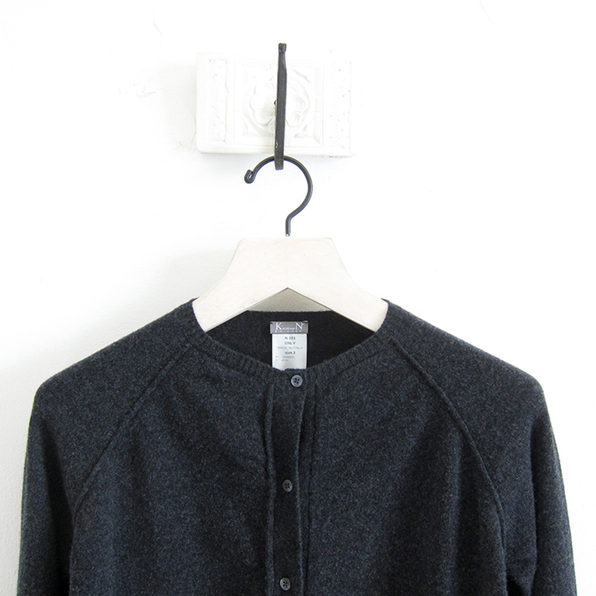 Kristensen du Nord Cashmere Raglan Cardigan - Dark Grey - Image 2 of 5