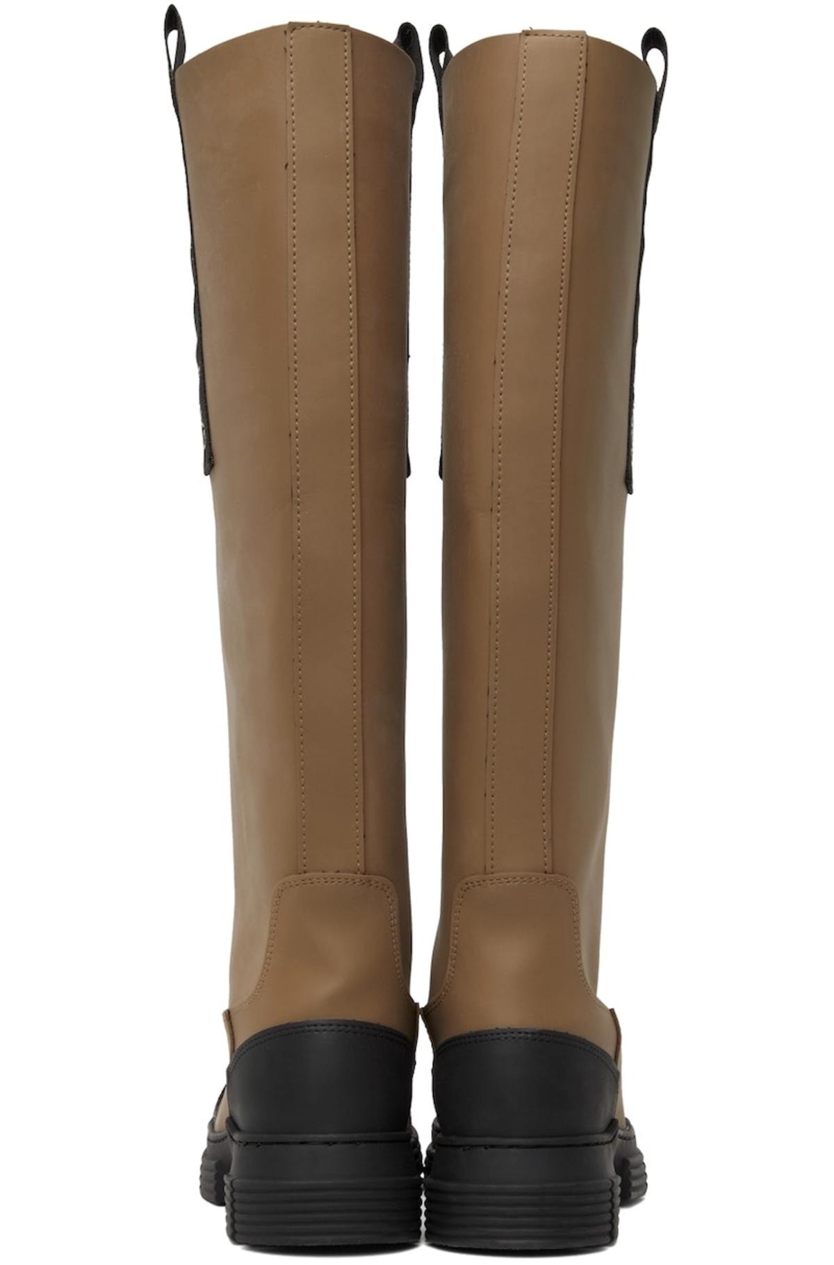 Ganni Brown Recycled Rubber Country Tall Boots - Fossil | Garmentory