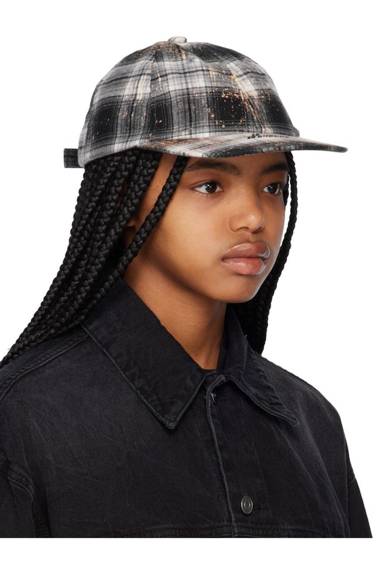 we11done Bleach Check Cap Black Garmentory