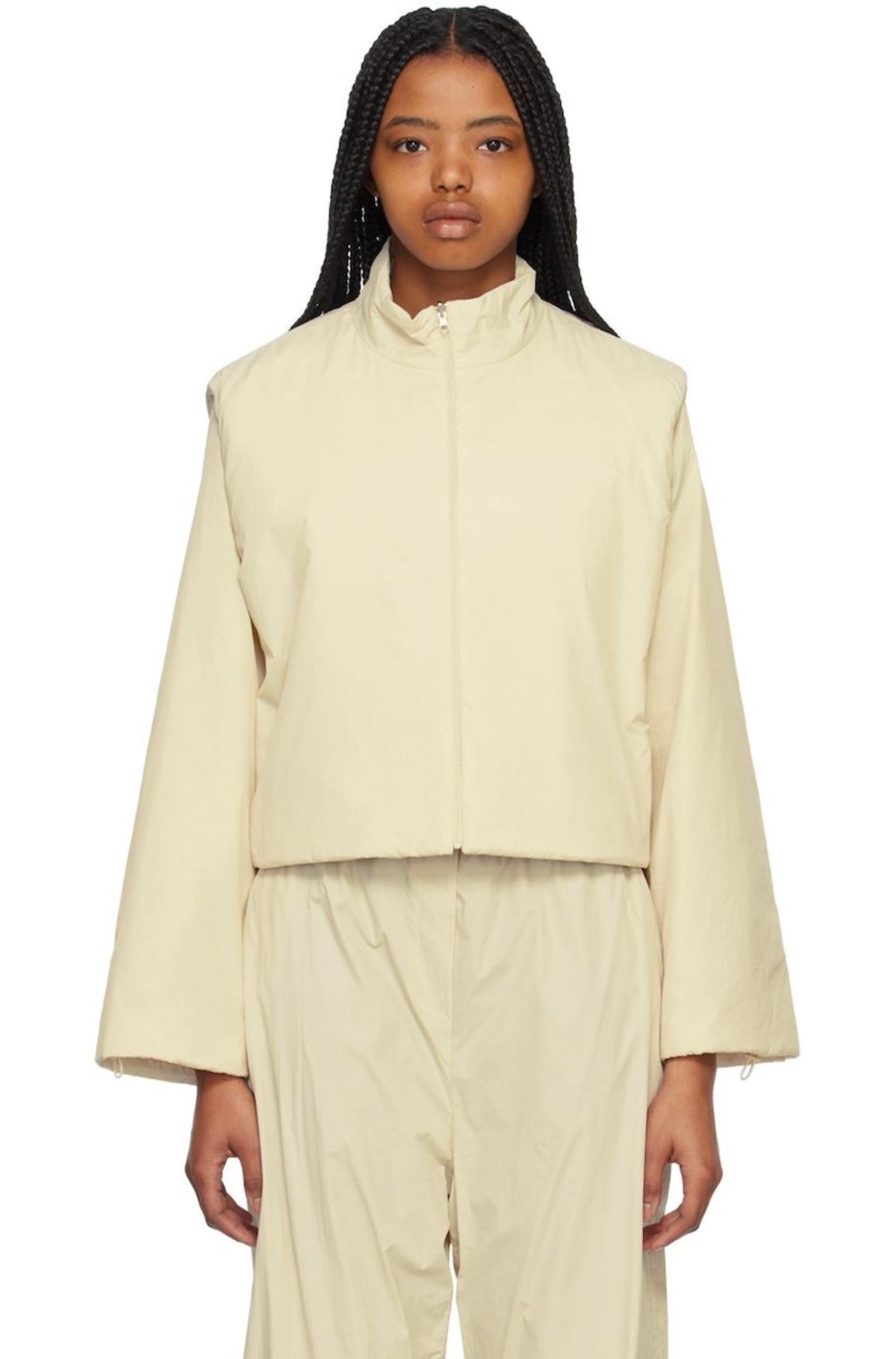 AMOMENTO Beige Detachable Sleeve Reversible Jacket - Light Beige AMOMENTO Beige Detachable Sleeve Reversible Jacket - Light Beige