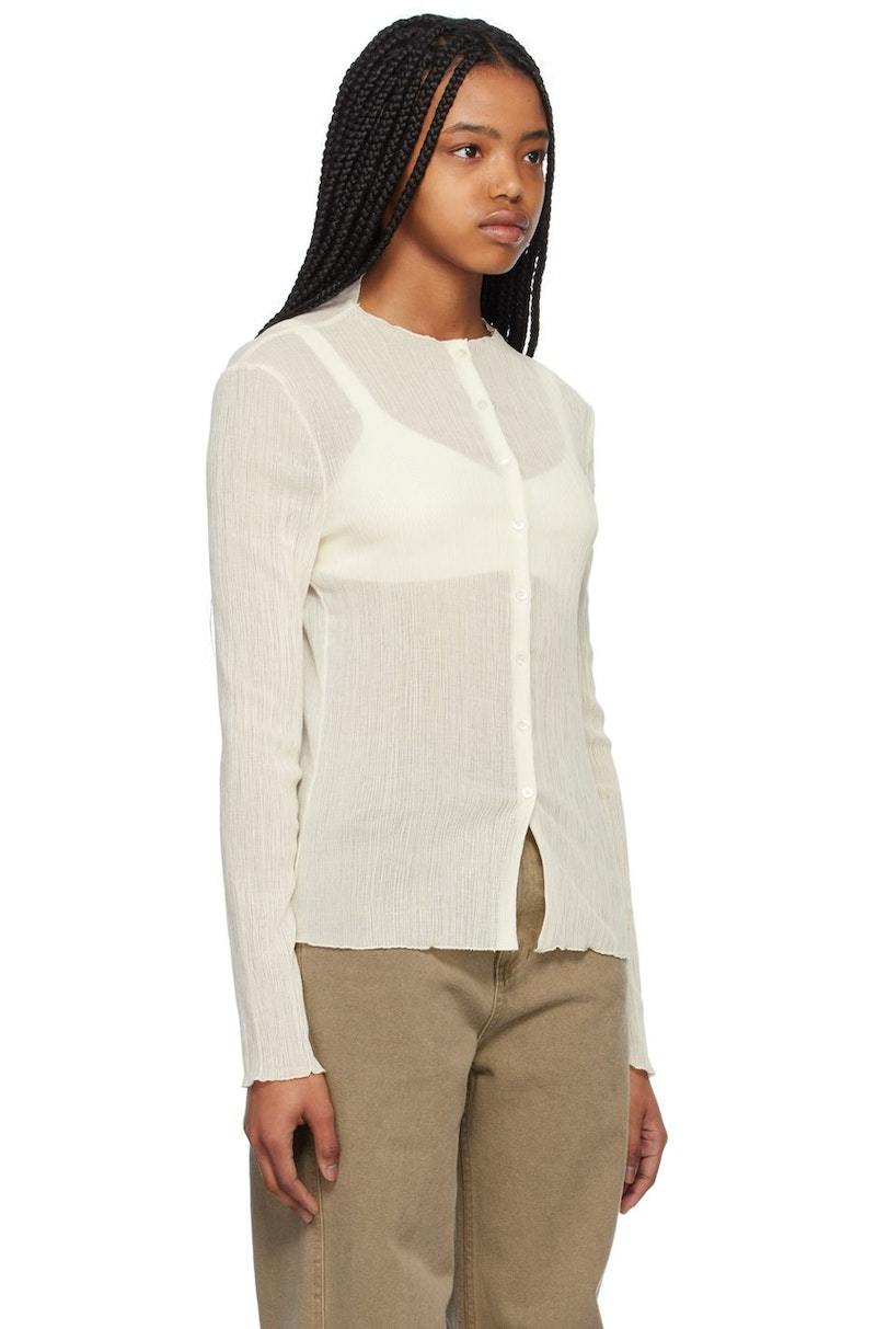 トップス AMOMENTO SHEER CARDIGAN AMOMENTO Off White Sheer Cardigan - Cream | Garmentory