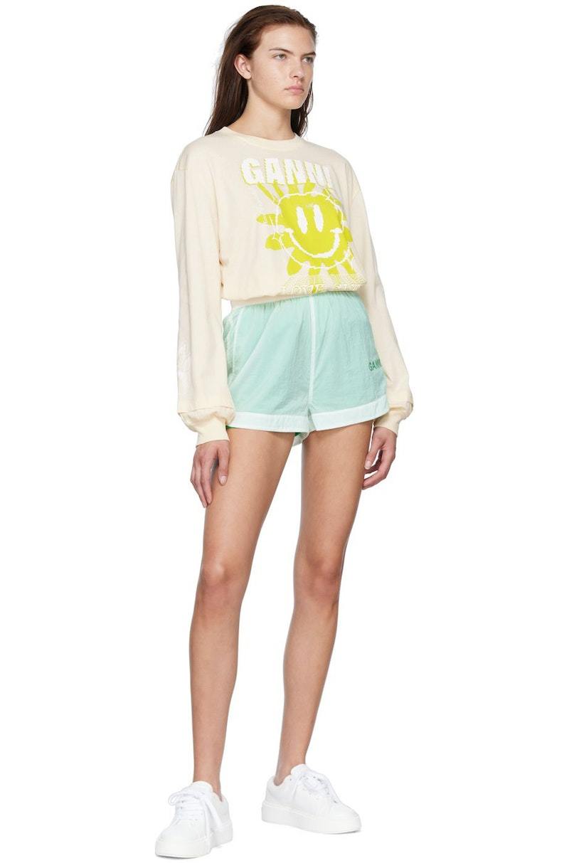 GANNI Recycled Nylon Shorts - Bright White | Garmentory