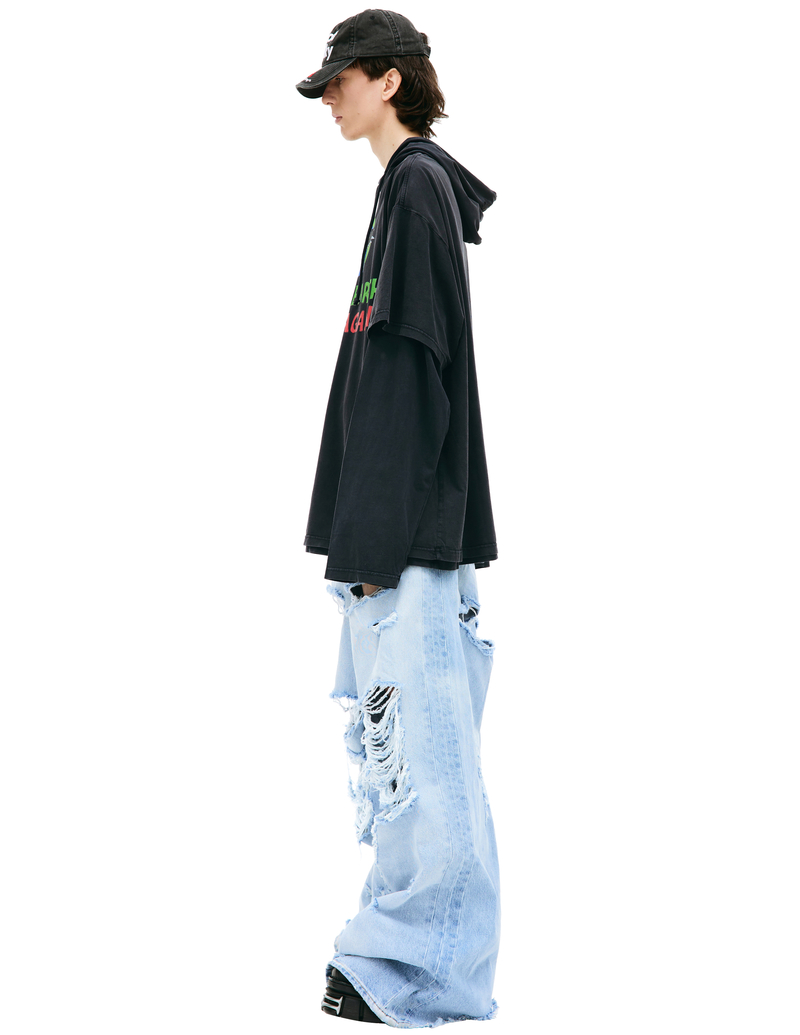 【VETEMENTS】ブラック Make Earth Cool Again フーディ Cool Earth Hooded Longsleeve in Washed Black – SVRN