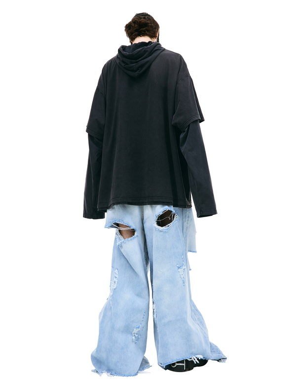 Vetements Make earth cool hooded longsleeve - Dark grey | Garmentory