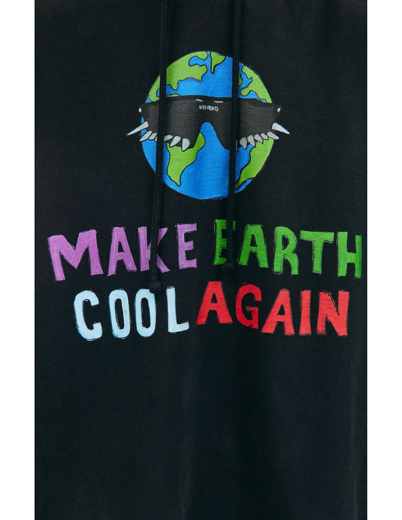 【VETEMENTS】ブラック Make Earth Cool Again フーディ VETEMENTS Black 'Make Earth Cool Again' Hoodie Vetements
