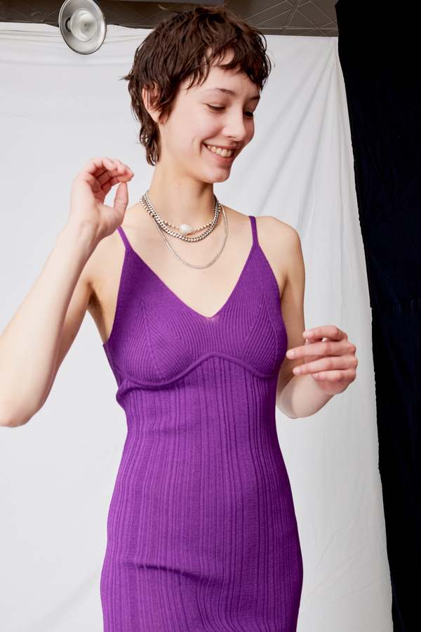 LVIR Knit Bustier Maxi Dress - Purple | Garmentory