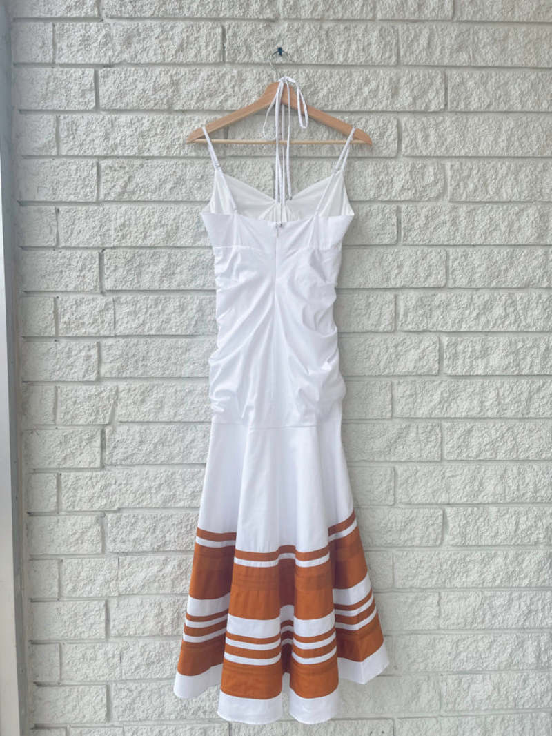 Veronica Beard FITZ DRESS - WHITE/GOLDEN SAND