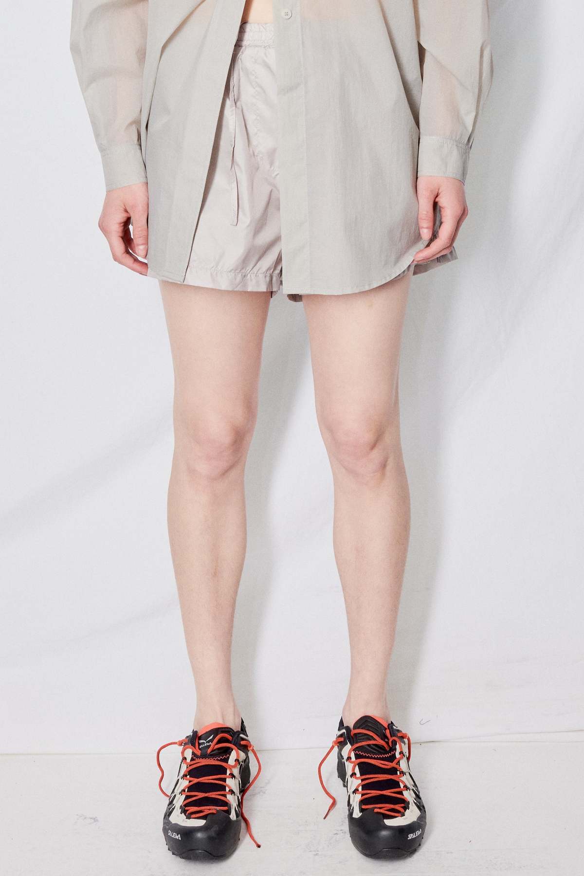 Amomento Popup Glossy Banding Shorts - Grey | Garmentory