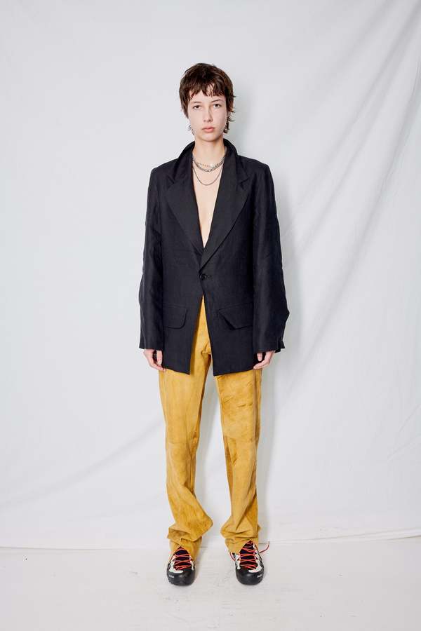 Gabriela Coll Garments Leather No.214 Slit Trousers - Ochre
