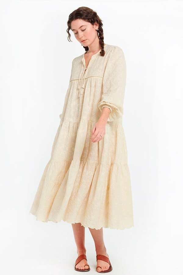 Matta NY Yamini Embroidered Dress - Moon | Garmentory Matta NY Yamini Embroidered Dress - Moon | Garmentory