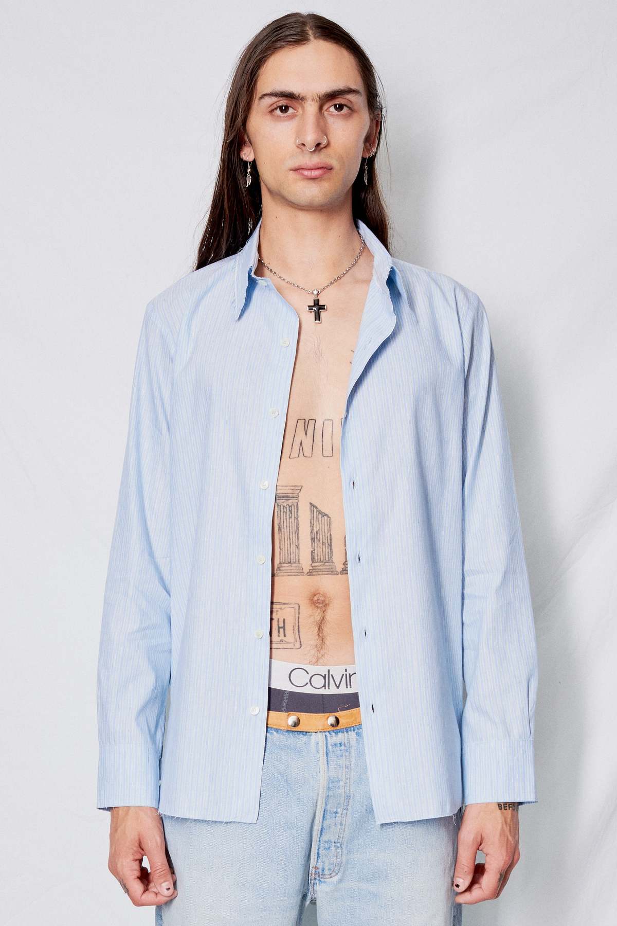 Gabriela Coll Garments Striped Linen Shirt - Blue | Garmentory