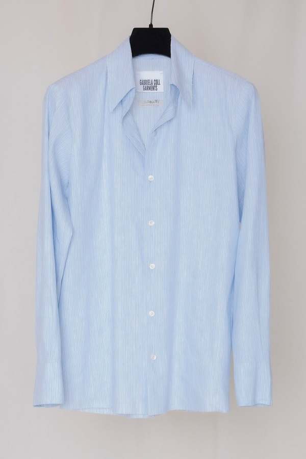 Gabriela Coll Garments Striped Linen Shirt - Blue | Garmentory