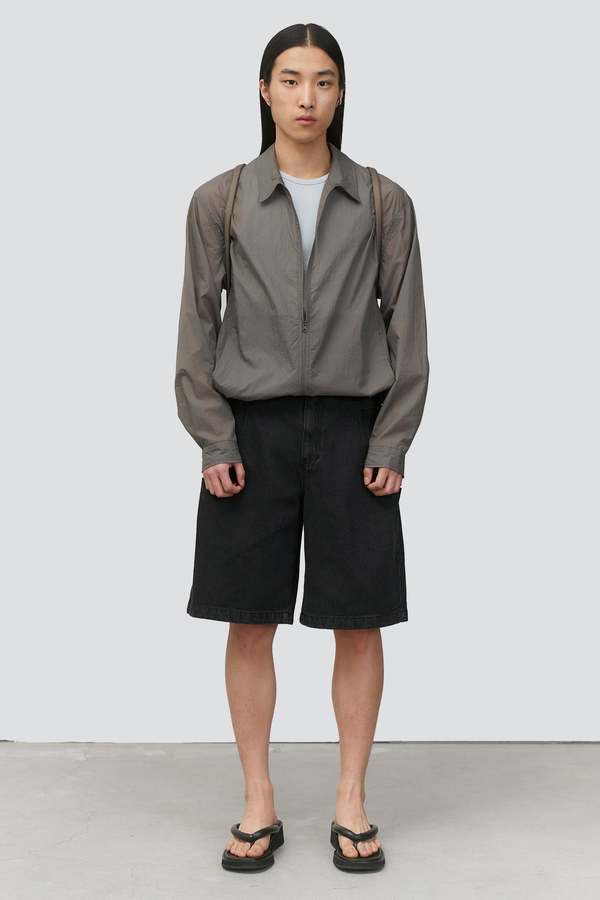 トップス AMOMENTO 24ss SHEER ZIP UP SHIRTS M MINT Sheer Hooded Zip Up Jumper in Mint - Amomento | Afura Store