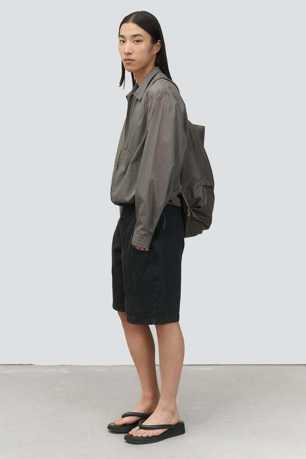 Amomento Popup Sheer Zip Up Shirt - Brown | Garmentory