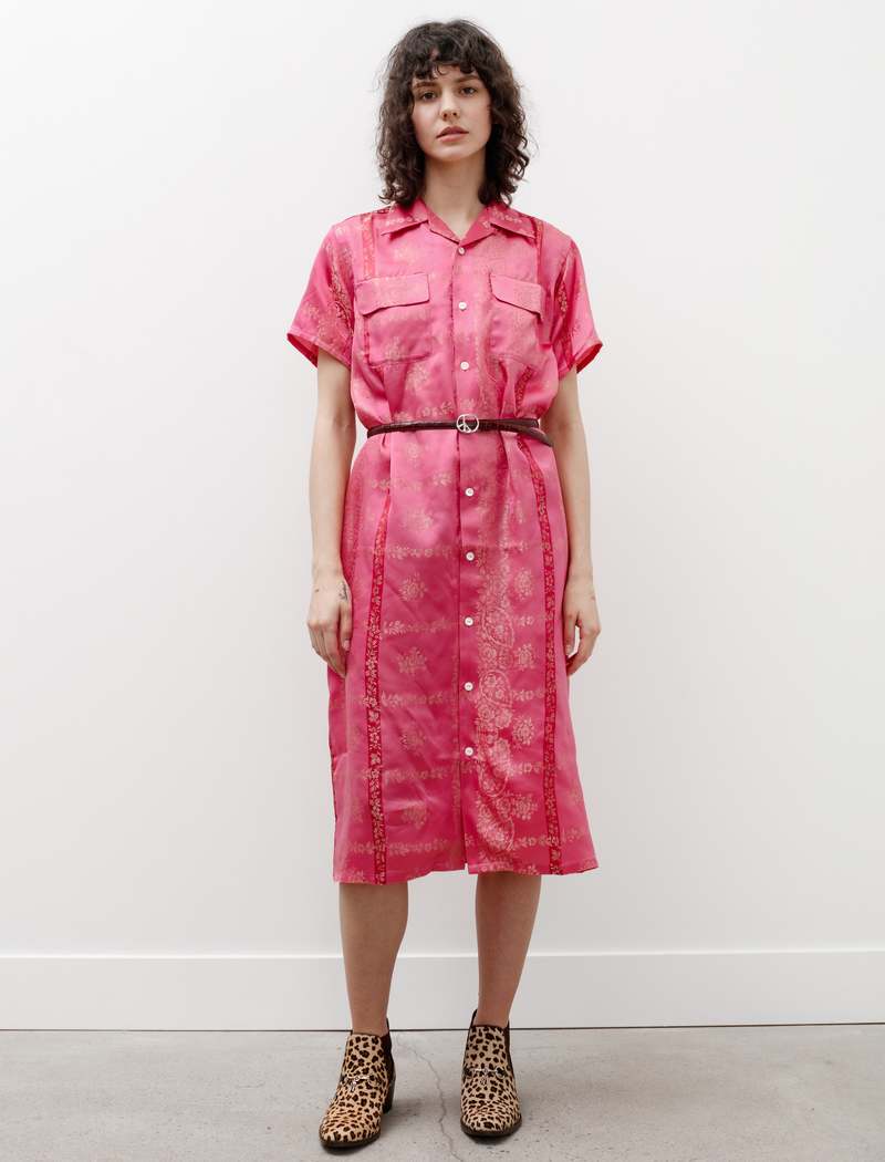 Needles S S Classic Shirt Dress - Flower Jacquard Pink | Garmentory