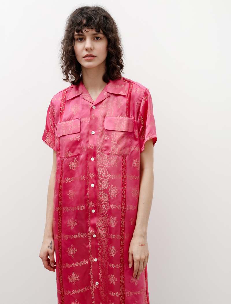 Needles S S Classic Shirt Dress - Flower Jacquard Pink | Garmentory