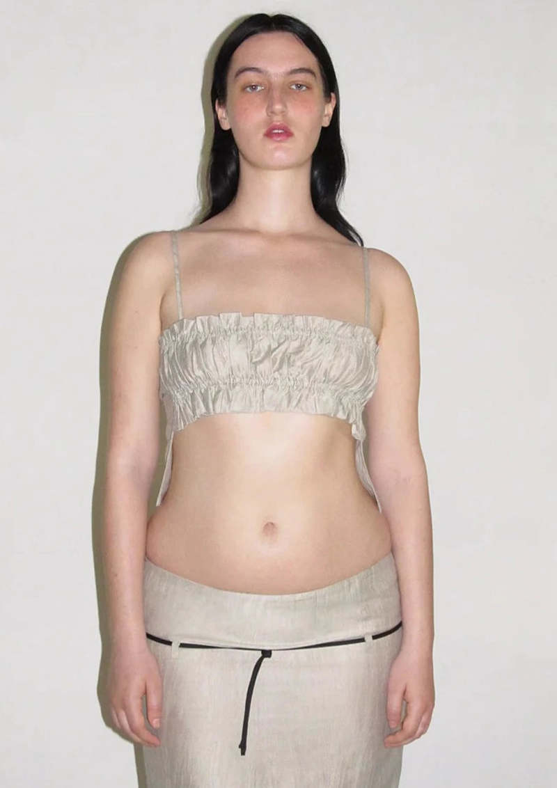 JUSTE-Ribbed knit bandeau top – Paloma Wool