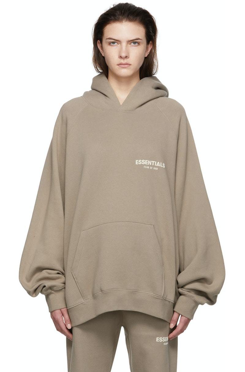 Fleece Hoodie Taupe Essentials Hoodie Cheap Fear Of God Essentials