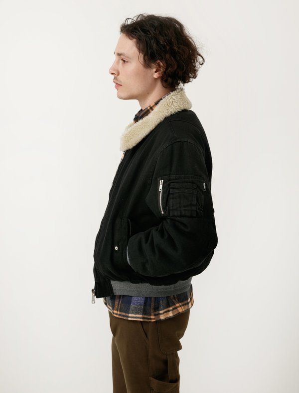 gosha rubchinskiy faux shearling collar denim jacket